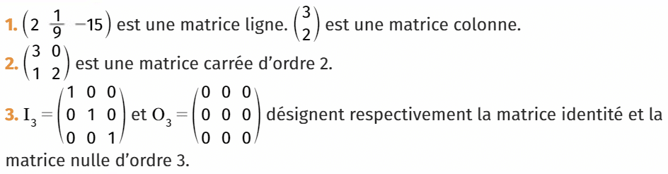 Exemples de matrices